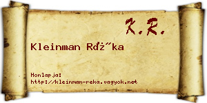 Kleinman Réka névjegykártya